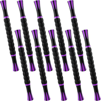 Soulchen 10 PCS Muscle Roller Stick Set - Body Massage Stick Reduce Muscle Soreness Tightness Leg Cramps for Athletes Physical Therapy and Recovery, Purple
