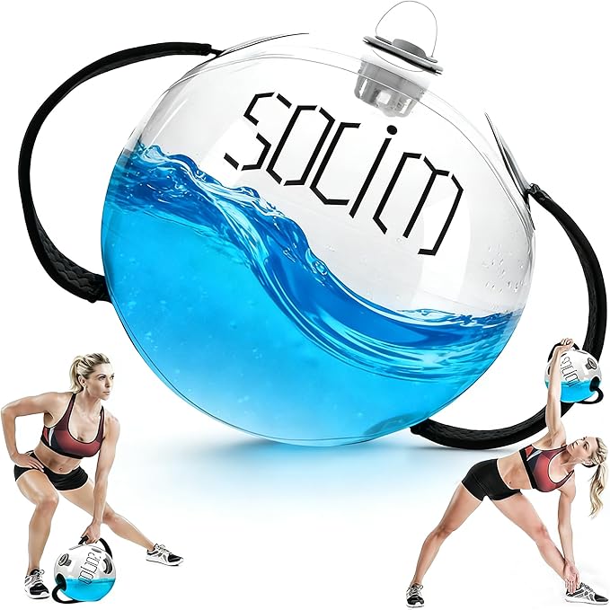 Solim Water Weights Aqua Bag Ball Shape, Sandbag Alternative for Strength Training, Portable Stability Fitness Equipment, Ultimate Core & Balance Trainer for Home Gym