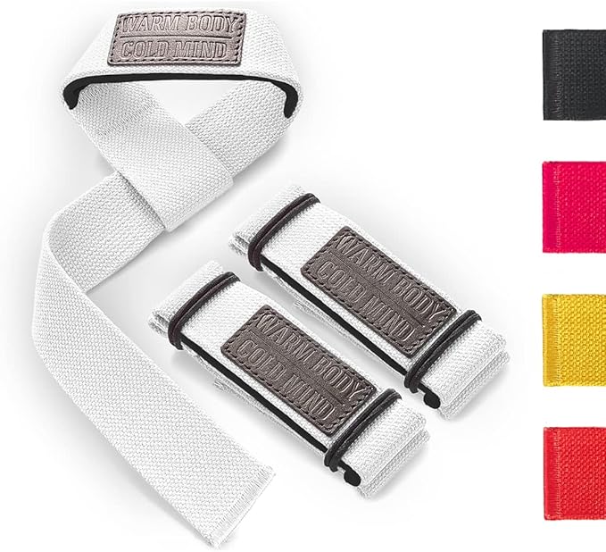WARM BODY COLD MIND Lasso Lifting Wrist Straps for Cross Training - Rated at 770 lb - Hand Wraps for Olympic Weightlifting, Powerlifting, Weight Lifting, Bodybuilding Strength Deadlift Gym Bar, Cotton