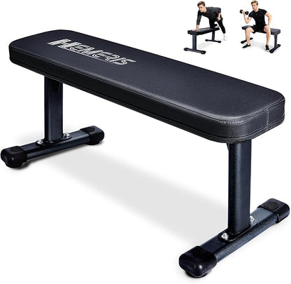 Flat Weight Bench, 2.4 Inch Thick Pad Workout Bench 660 LBS Bench Press Exercise Equipment for Home Gym Strength Weight Training
