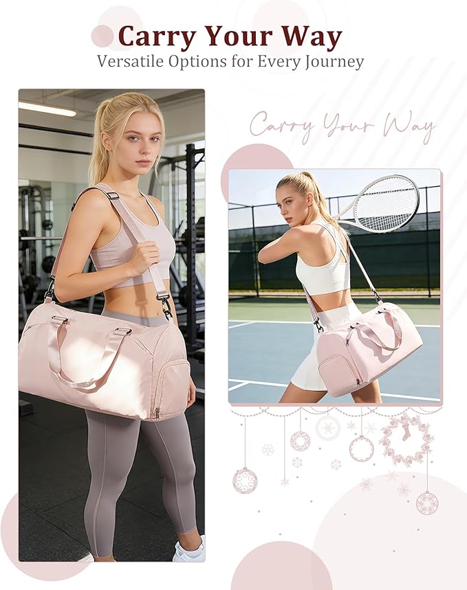 Gym Bag for Women with Shoe Compartment,Travel Duffel Bag for Men Sports Gym Tote Bags Carry on Overnight Bag Personal Item Travel Bag Weekender Bags Swimming Yoga Workout Bag Pink