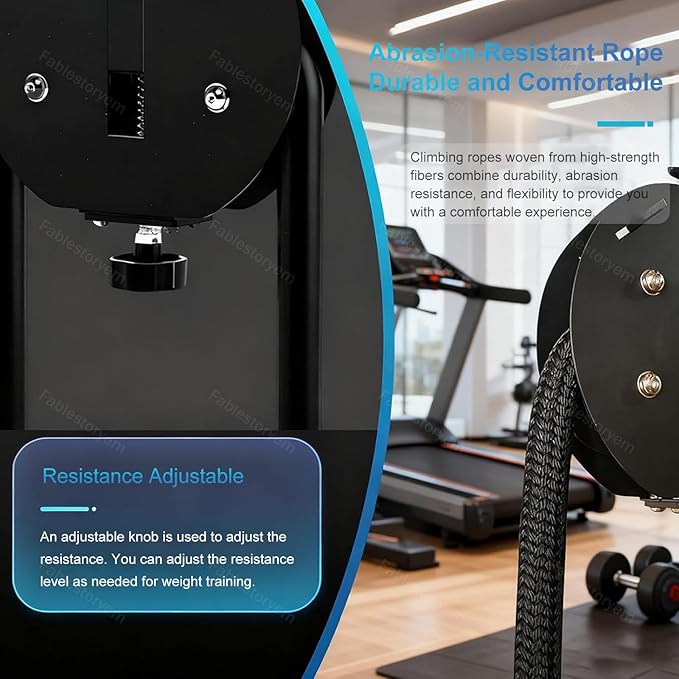 Full-Body Resistance Trainer, Endless Rope Trainer, Portable Cable Pulley System, Rope Climb Equipment with Adjustable Resistance, Home Gym Equipment, 330lb Load, Includes Straps and 2 Lock Black