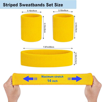 Sweatbands Headband and Wrist Set, Cotton Sweat Band for Athletic Men and Women, Sweatbands Sports Headbands for Working Out, Running, Basketball, Tennis, Yoga