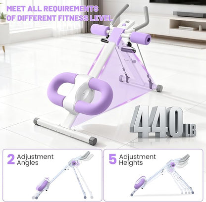 Ab Machine, Adjustable Ab Trainer Machine for Abs Workout at Home Gym, Abdominal Trainer for Stomach Workout, Foldable Abdominal Exercise Machine with Knee Protection and LCD Monitor