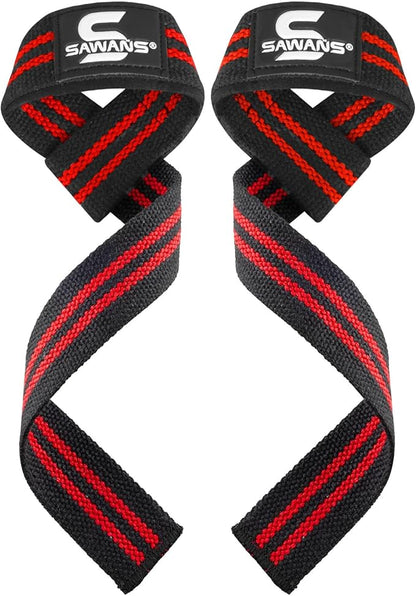 SAWANS Lifting Straps Weight Lifting Wrist Support Fitness Padded Gym Heavy Duty Anti Slip Hand Bar Grips Neoprene Bodybuilding Dumbbell Power Deadlift Barbells Workout Strength