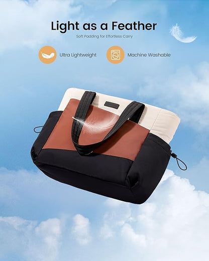 LOVEVOOK Gym Tote Bag for Women, Puffy Yoga Mat Bag with Large Cup Holder & Wet Pocket, Work Nurse Bag for Travel Workout