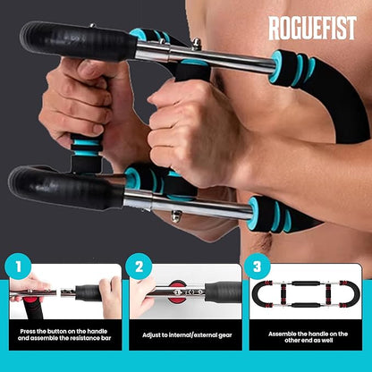 Twister Arm Trainer, Adjustable 3 Resistance Levels (60–100 lbs) Stainless Steel Arms Strengthener for Shoulders, Biceps Chest Workout Equipment with Added Silicone Gym Grip Pads