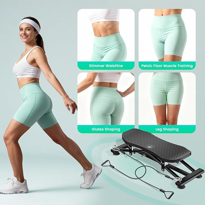 Balance Board with Resistance Bands, 300LBS Portable Ski Balancing Machine Exercise Equipment Featuring LCD Monitor for Cardio, Quiet Home Ski Simulator Trainer for Full Body Workout