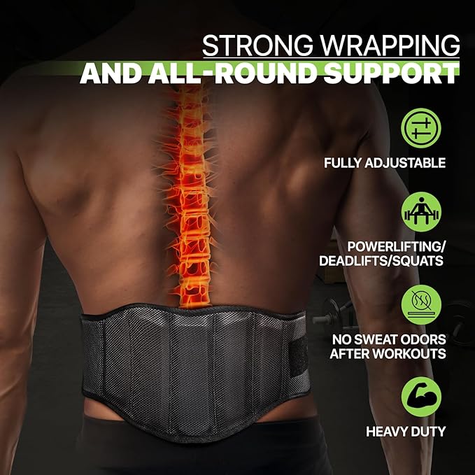 Weight Lifting Belt for Men Women, 8" Back and Lumbar Support Gym Belt for Bodybuilding, Fitness, Powerlifting, Cross Training