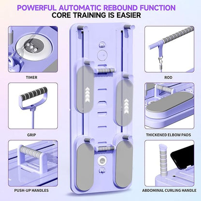 Pilates Board - Versatile Foldable Pilates Reformer Set at Home, Multi-Purpose Sliding Board for Pilates Workouts, 6-in-1, Purple