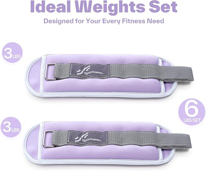 Sportneer Ankle Weights Wrist Weights Pair of 1/2/4/6/10 LBS for Men Women Kids Strength Training Wrist and Ankle Weights Set with Reflective Strips for Dancing Running Walking Fitness Workout Gym