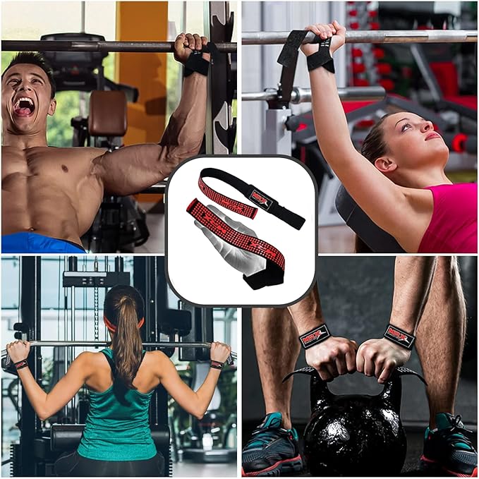 MRX Weight Lifting Bar Strap for Gym Workout Training Bodybuilding Deadlift Padded Straps Men/Women