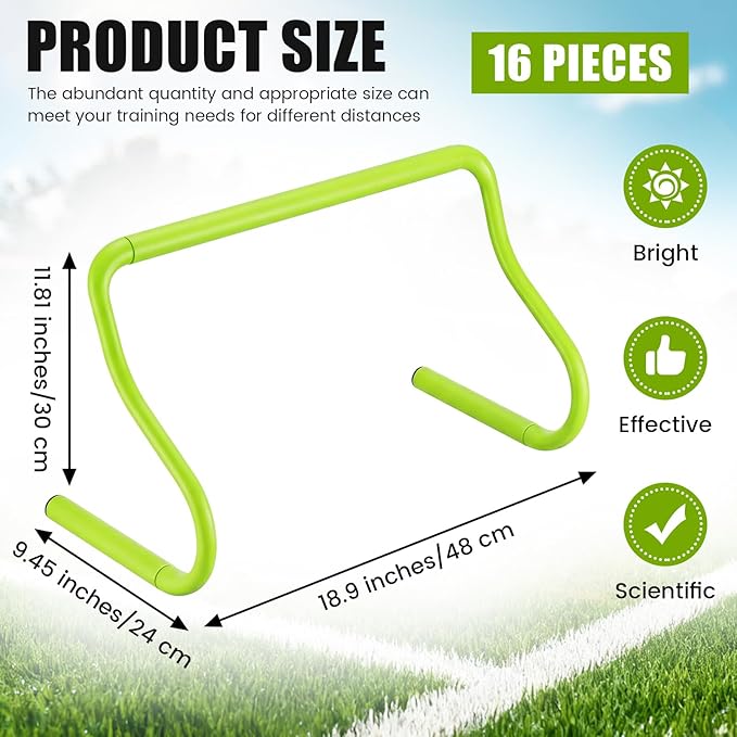 16 Pcs 12" Speed Agility Training Hurdles Large Size Detachable Agility Hurdles Hurdles Training Equipment Set for Athletes Soccer Basketball