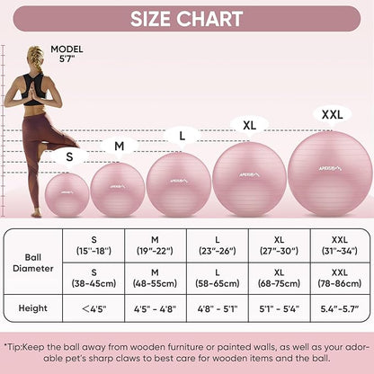 APEXUP Yoga Ball Exercise Ball Anti Slip Heavy Duty for Fitness, Balance & Core Workout
