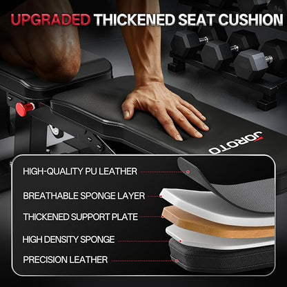 JOROTO 1500LB Adjustable Weight Bench, Heavy Duty Bench, Workout Bench Press for Home Gym Strength Training, Incline Flat Decline Sit Up Bench with Removable Foot Catch for Full Body Exercise