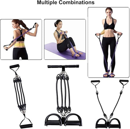 Upgrade 4-Tube Pedal Ankle Puller Resistance Bands, Pedal Puller Resistance Band with Handle for Home Gym,Yoga & Pilates,Ideal to Tone Arms,Abs,Waist Unisex Two