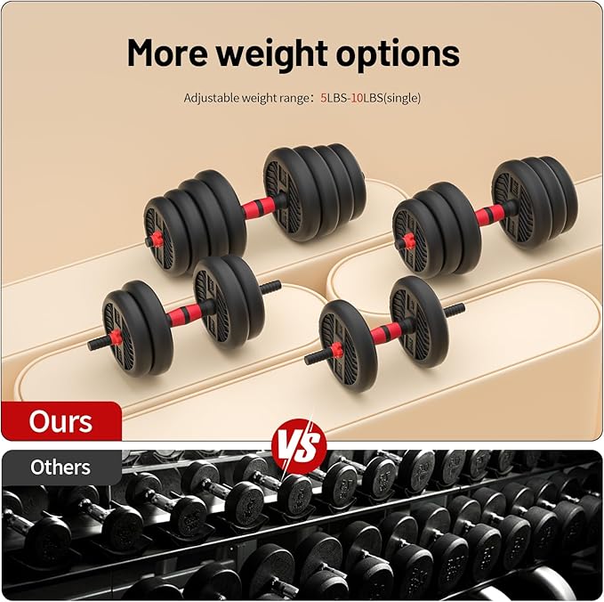 Adjustable Dumbbell, 20/30/40/60/80lbs Dumbbells Set, 4-in-1 Free Weights for Women/Men Workout Equipment Used as Barbell/Kettlebells/Push up Stand for Home Gym