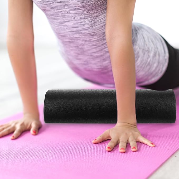 Veemoon Epp Half-Round Yoga Roller Black 45cm Back Roller Fitness Foam Massage Stick for Muscle and Deep Tissue Massage at Home