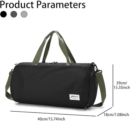 BE SMART Waterproof Mens Gym Bag with Shoe Compartment, Sports Gym Duffle Bag with Adjustable Strap for Men Women, Lightweight Large Sport Duffel Bag for Travel, Sports, Fitness(Black/Olive Green)