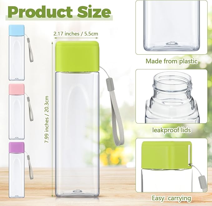 Nuogo 20 Pcs Water Bottles Bulk 17 oz Plastic Sports Water Bottles for Kids Adults Reusable Leak Proof Portable Large Drinking Cups for School Outdoor Gym Travel Fitness(Pink, Blue, Green, Purple)