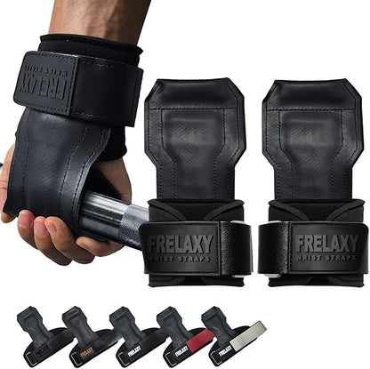Frelaxy Lifting Wrist Straps, Rubber Weight Lifting Grips with Non-Slip Palm & Wrist Wraps Support for Deadlifts, Pull Ups, Rows, Heavy Powerlifting, Lat Pulldowns