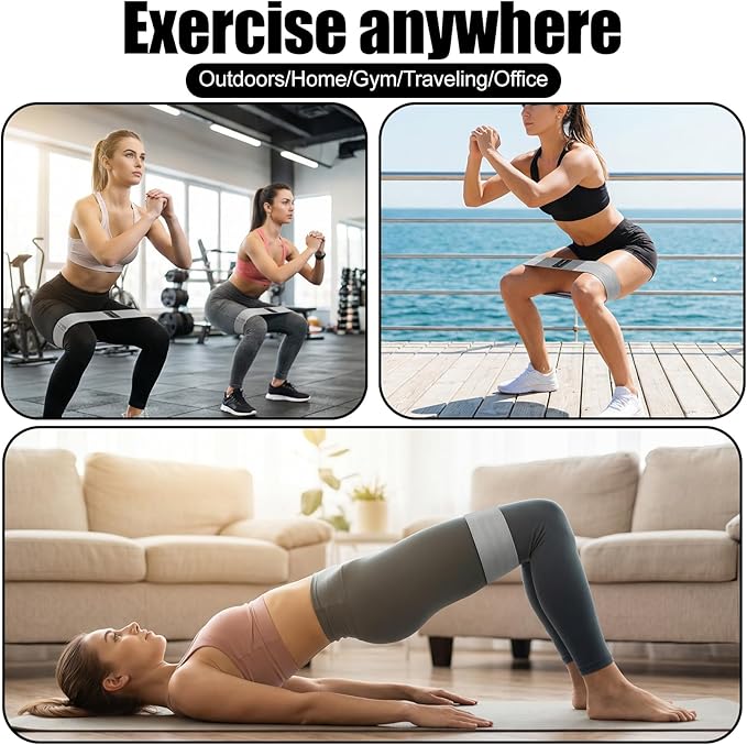 12 Pcs Fabric Resistance Bands for Working Out, for Working Out Booty Workout Stretch Exercise Bands Non Slip for Legs Squat Resistance Loop for Home Gym Workout, Yoga, Pilates