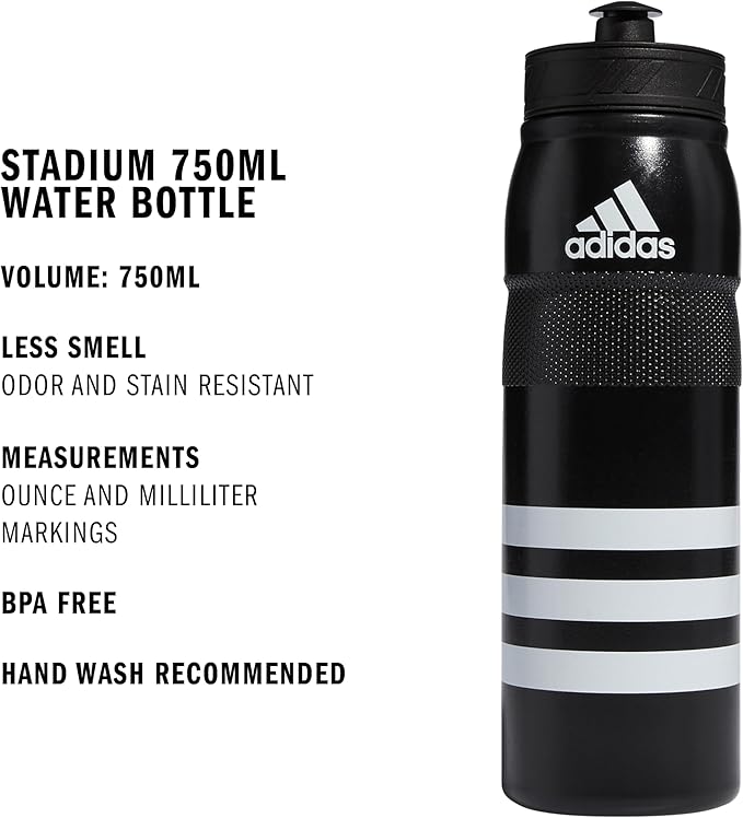 adidas 750 ML (28 oz) Stadium Refillable Plastic Sport Water Bottle