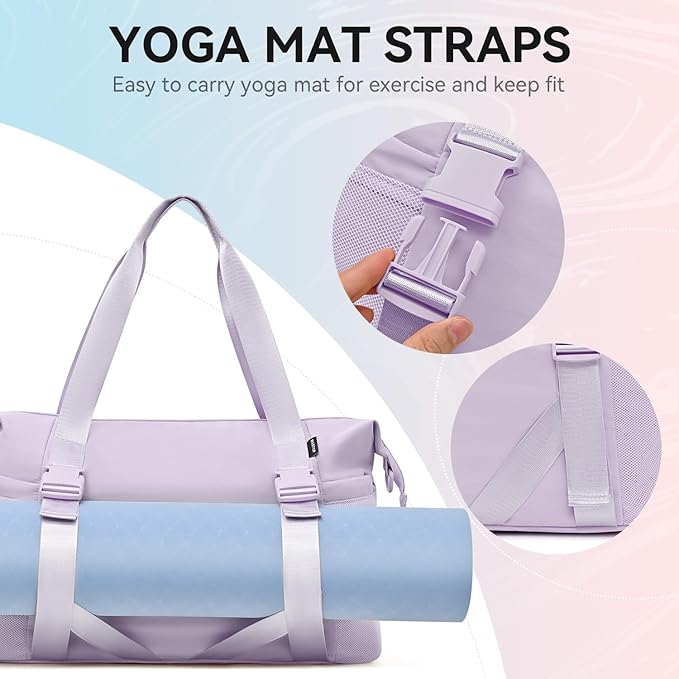 MAXTOP Women's Gym Yoga Duffle Bag with Shoe Pouch,Multi-Purpose Overnight Travel Bag for Gym,Work, Dance, Sports