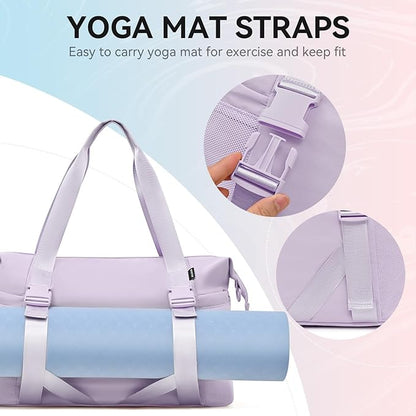 MAXTOP Women's Gym Yoga Duffle Bag with Shoe Pouch,Multi-Purpose Overnight Travel Bag for Gym,Work, Dance, Sports