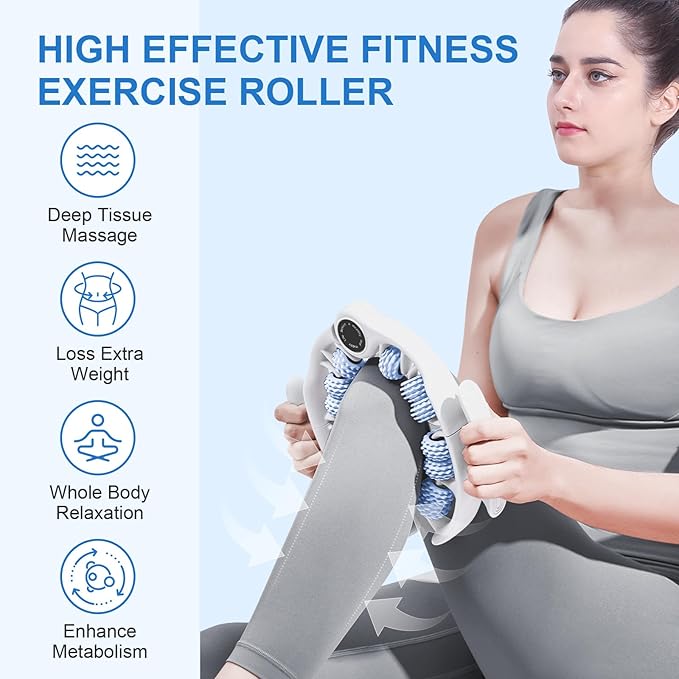 KESHWELL Cellulite Massage Roller,Lymphatic Drainage Massager,Muscle Massage Roller,Cellulite Remover for Leg Massager,Manual Massage Stick with Detachable Rollers for Leg,Neck,Back, Arm,Thigh.Blue