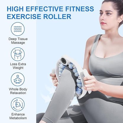 KESHWELL Cellulite Massage Roller,Lymphatic Drainage Massager,Muscle Massage Roller,Cellulite Remover for Leg Massager,Manual Massage Stick with Detachable Rollers for Leg,Neck,Back, Arm,Thigh.Blue