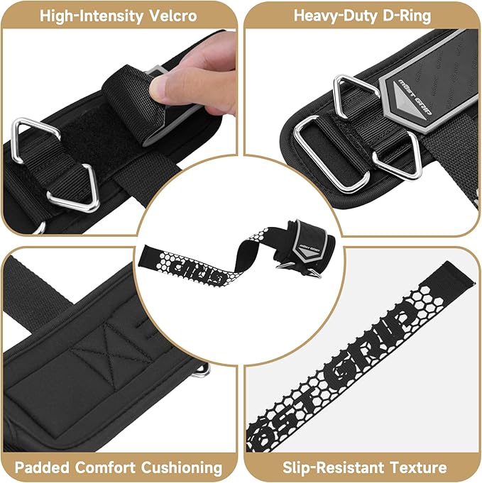 Drip Glue Non-Slip Wrist Straps for Weightlifting, 2-in-1 Lifting Straps with D Rings for Cable Machine Workout, 10mm Neoprene Padded Wrist Wraps for Weight Lifting Deadlift