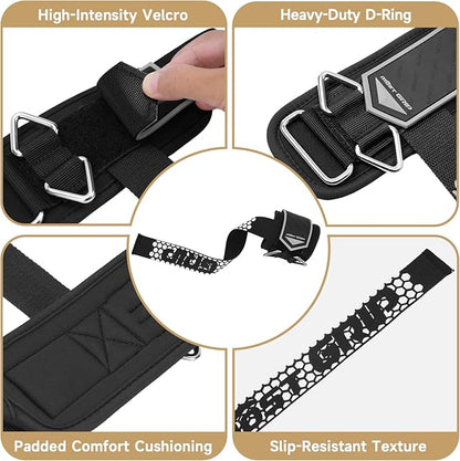 Drip Glue Non-Slip Wrist Straps for Weightlifting, 2-in-1 Lifting Straps with D Rings for Cable Machine Workout, 10mm Neoprene Padded Wrist Wraps for Weight Lifting Deadlift