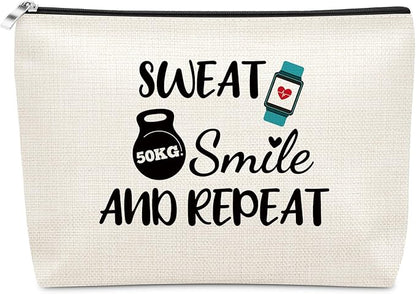 Workout Gift for Women Makeup Bag Gifts for Gym Fitness Lovers Athletic Trainer Bodybuilding Gift Retirement Birthday Present for Sister Friend Female Body Builder Keepsake Cosmetic Bag