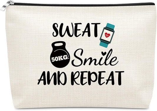 Workout Gift for Women Makeup Bag Gifts for Gym Fitness Lovers Athletic Trainer Bodybuilding Gift Retirement Birthday Present for Sister Friend Female Body Builder Keepsake Cosmetic Bag