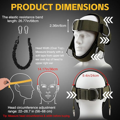 Fitness Neck Head Harness Trainer, Adjustable Chin Strap and Head Harness Strength, Neoprene Neck Exerciser for Weight Lifting, Home and Gym Use