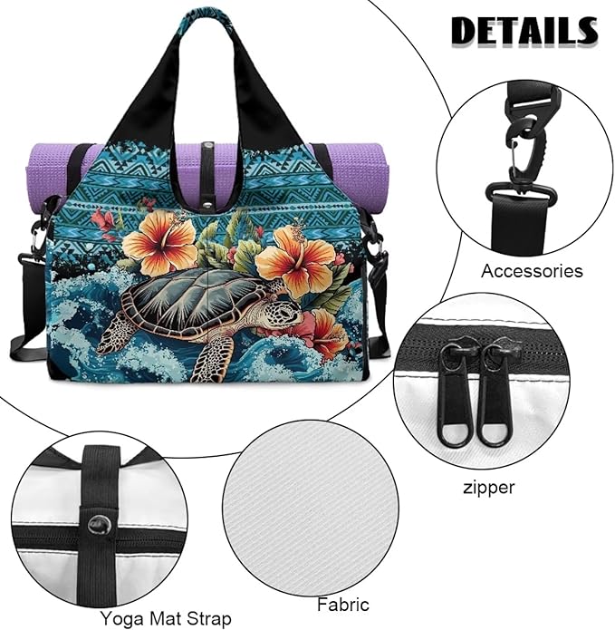 Gym Bag with Yoga Mat Holder Large Tote Bag With Multi Pockets for Women Men Dry Wet Separated Pocket Carryall Yoga Tote Bag for Pilates Travel Workout Office