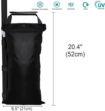 SANWAY 180 LBS (Unfilled) Sand Bags for Canopy Weights, Windproof-Portable and Durable to Secure Tents, Canopies, and Umbrellas-Black