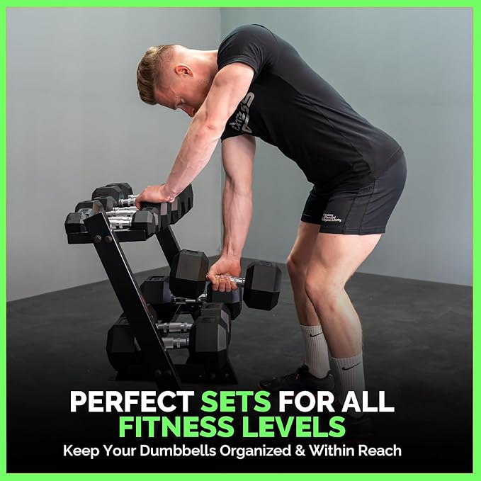 350lbs 450lbs 550 lbs Rubber Hex Dumbbells with Rack Free Weight for Home Gym, Durable Rubber Dumbbell with Storage,Weight Strength Training Accessories, Home Gym Exercise Fitness Equipment