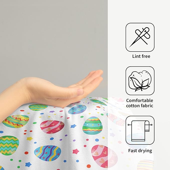 Easter Colorful Egg Towel 2 Pack 14"x28" Happy Holiday Decorative Kitchen Towels Spring Dish Finger Towels for Kitchen Bathroom Shower Hotel Gym