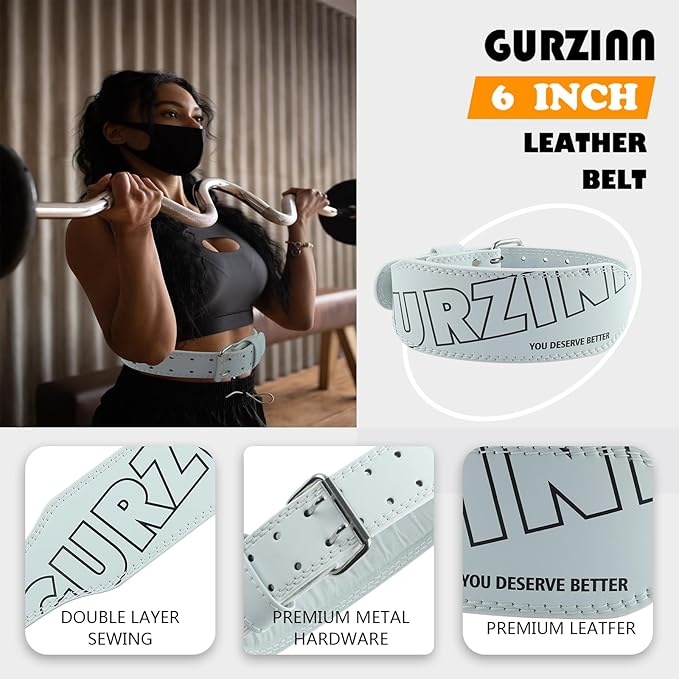 9mm Leather Fitness Weight Lifting Belt for Women&Men with 4 Inches Padded Lumbar Support for Power Lifting Workout & Squats Exercise