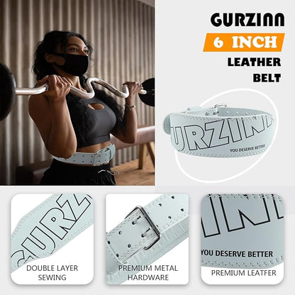 9mm Leather Fitness Weight Lifting Belt for Women&Men with 4 Inches Padded Lumbar Support for Power Lifting Workout & Squats Exercise