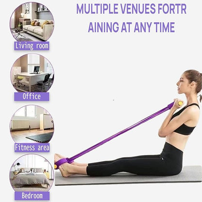Multifunction Pedal Resistance Band with Handle, 6 Tube Foot Pedal Resistance Band for Home Workout, Full Body Exercise Equipment for Arms, Legs, Waist, Tummy, with Storage Bag
