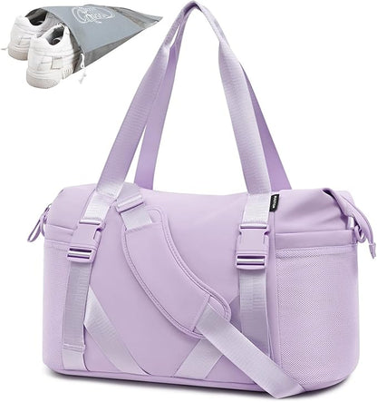 MAXTOP Women's Gym Yoga Duffle Bag with Shoe Pouch,Multi-Purpose Overnight Travel Bag for Gym,Work, Dance, Sports