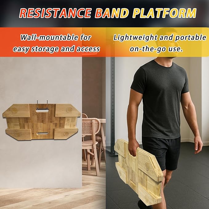 J Bryant Bamboo Resistance Band Workout Platform - Complete Set with Tube Bands, Handles, Bar & Loop Hooks for Full-Body Strength, Rehab, Mobility & Functional Training