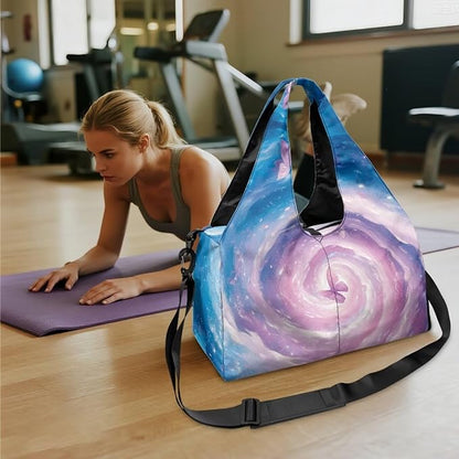 Gym Bag with Yoga Mat Holder Large Tote Bag With Multi Pockets for Women Men Dry Wet Separated Pocket Carryall Yoga Tote Bag for Pilates Travel Workout Office