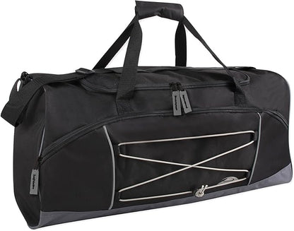 60 Liter, 26 Inch Duffle Bag – Heavy Duty Extra Large Sports Gym Equipment Travel Duffel Bag for Men and Women (Black)