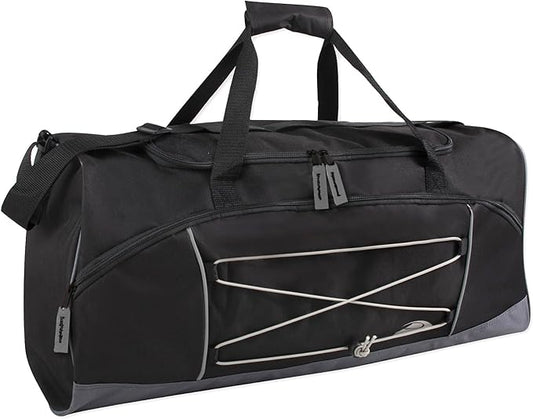 60 Liter, 26 Inch Duffle Bag – Heavy Duty Extra Large Sports Gym Equipment Travel Duffel Bag for Men and Women (Black)
