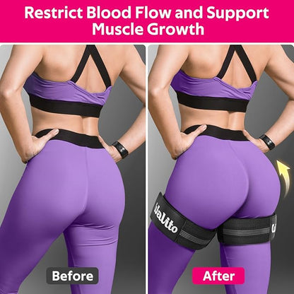 BFR Booty Bands for Women Glutes - Blood Flow Restriction Bands with Weekly Plan for Legs, Butt & Hip Building, Occlusion Bands for Workouts, Best Fabric Bands for Squat Butt & Thigh