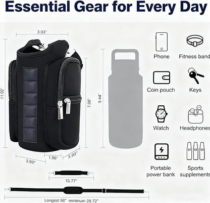 Magnetic Gym Bag with Water Bottle Holder - 6 Built-in Magnets, Phone Pockets & Adjustable Shoulder Strap, Water Bottle Bag for Men Women, Fitness Travel Sports Work Gym Accessories Organizer